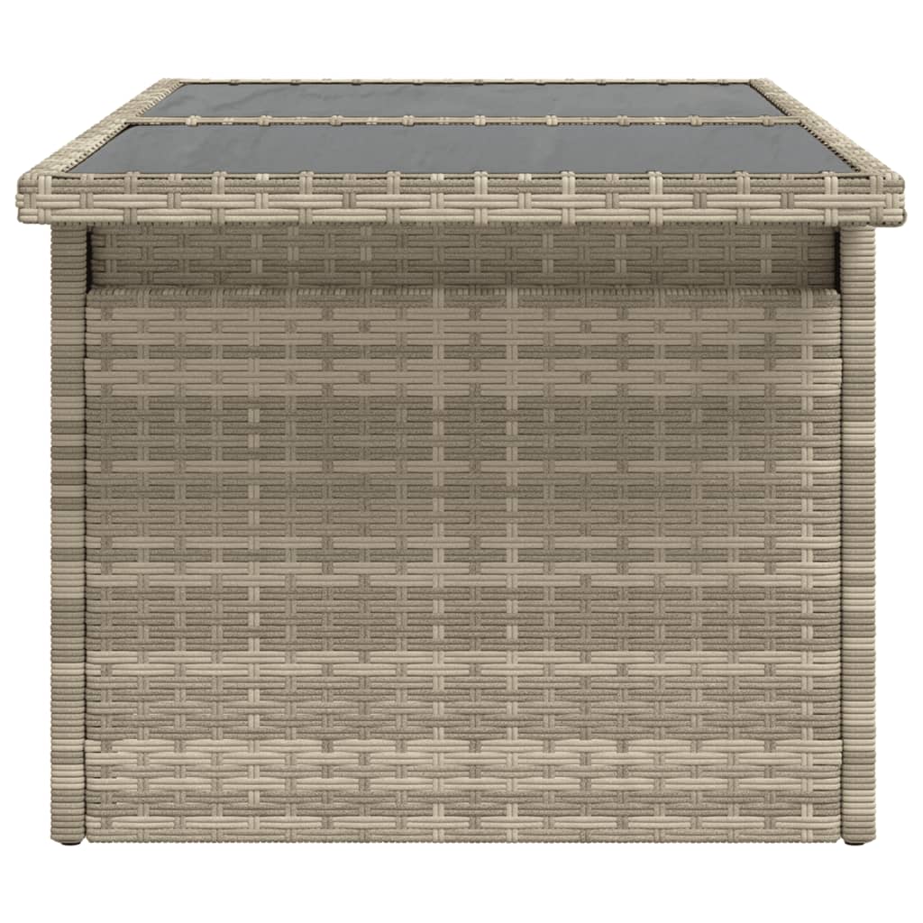 Tuintafel met glazen blad 100x55x73 cm poly rattan lichtgrijs is nu te koop bij PeponiXL, paradijselijk wonen!