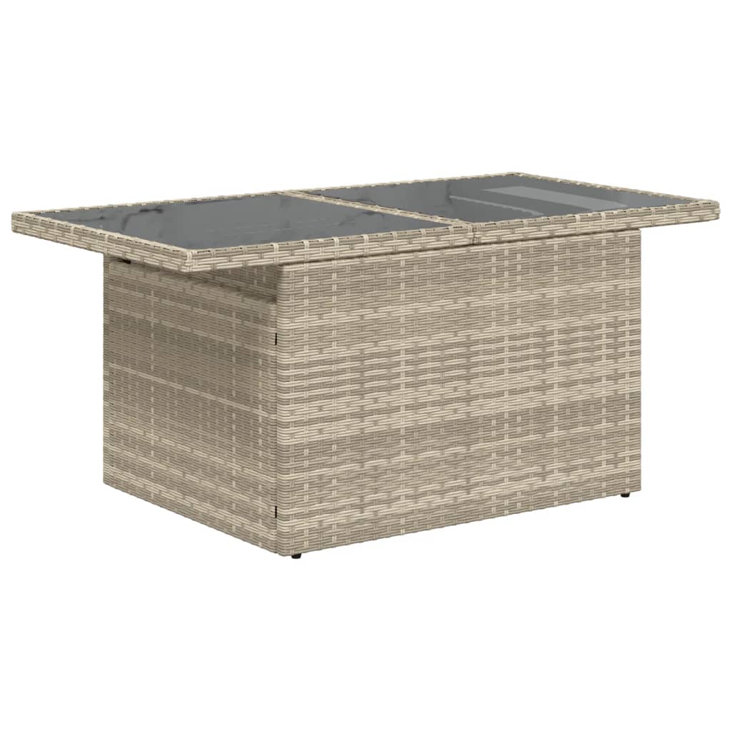 Tuintafel met glazen blad 100x55x73 cm poly rattan lichtgrijs is nu te koop bij PeponiXL, paradijselijk wonen!