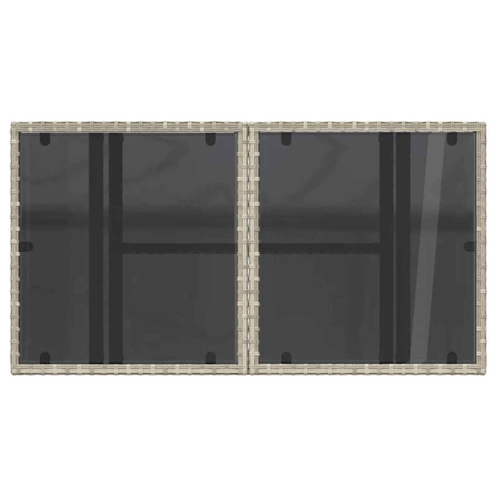 Tuintafel met glazen blad 100x55x73 cm poly rattan lichtgrijs is nu te koop bij PeponiXL, paradijselijk wonen!