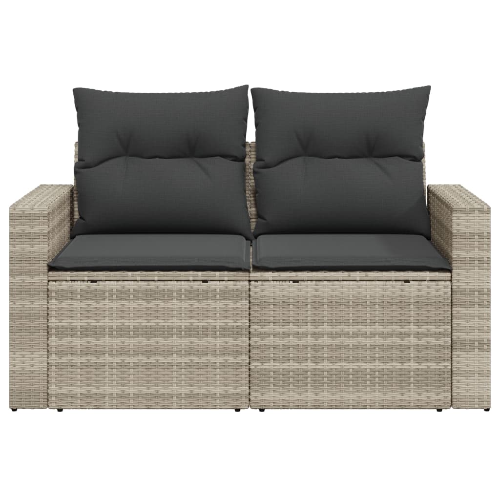 Tuinbank 2-zits met kussens poly rattan lichtgrijs is nu te koop bij PeponiXL, paradijselijk wonen!