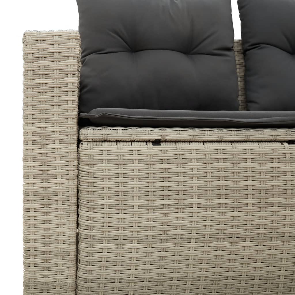 Tuinbank 2-zits met kussens poly rattan lichtgrijs is nu te koop bij PeponiXL, paradijselijk wonen!