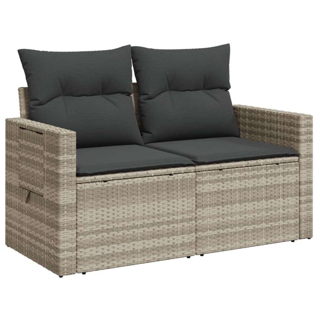 Tuinbank 2-zits met kussens poly rattan lichtgrijs is nu te koop bij PeponiXL, paradijselijk wonen!