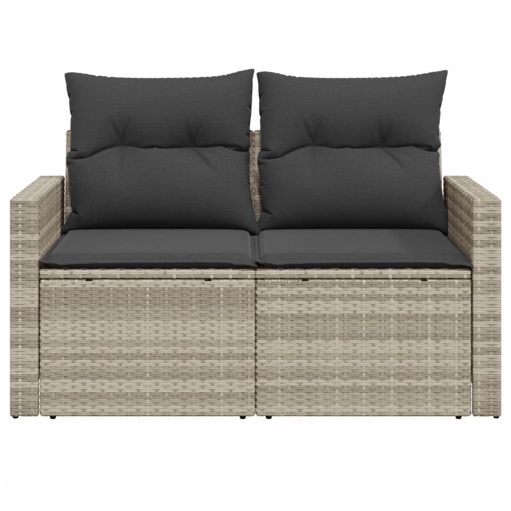 Tuinbank 2-zits met kussens poly rattan lichtgrijs is nu te koop bij PeponiXL, paradijselijk wonen!