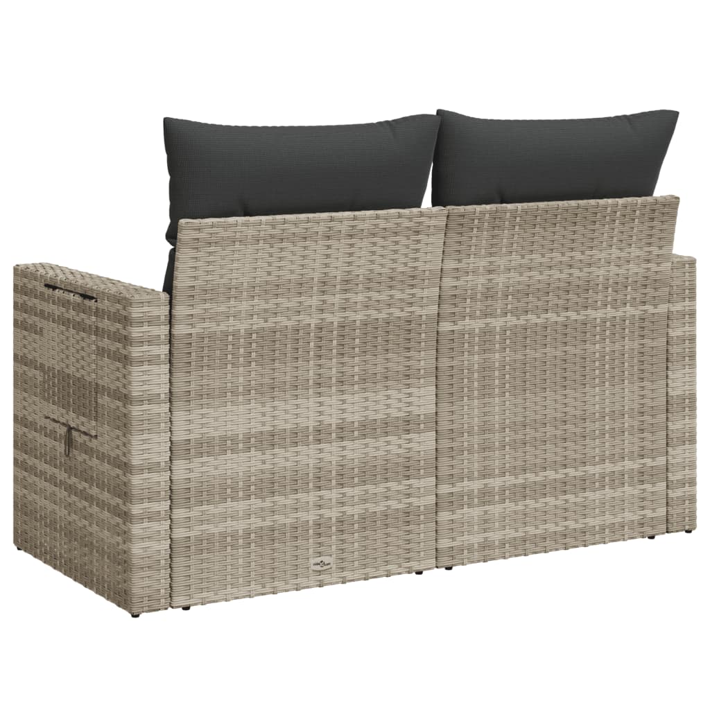 Tuinbank 2-zits met kussens poly rattan lichtgrijs is nu te koop bij PeponiXL, paradijselijk wonen!