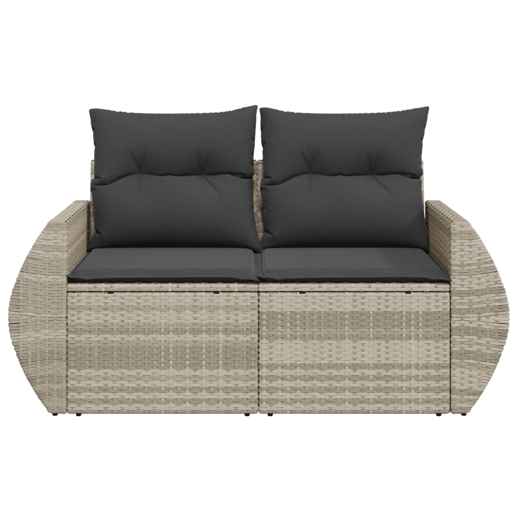 Tuinbank 2-zits met kussens poly rattan lichtgrijs is nu te koop bij PeponiXL, paradijselijk wonen!