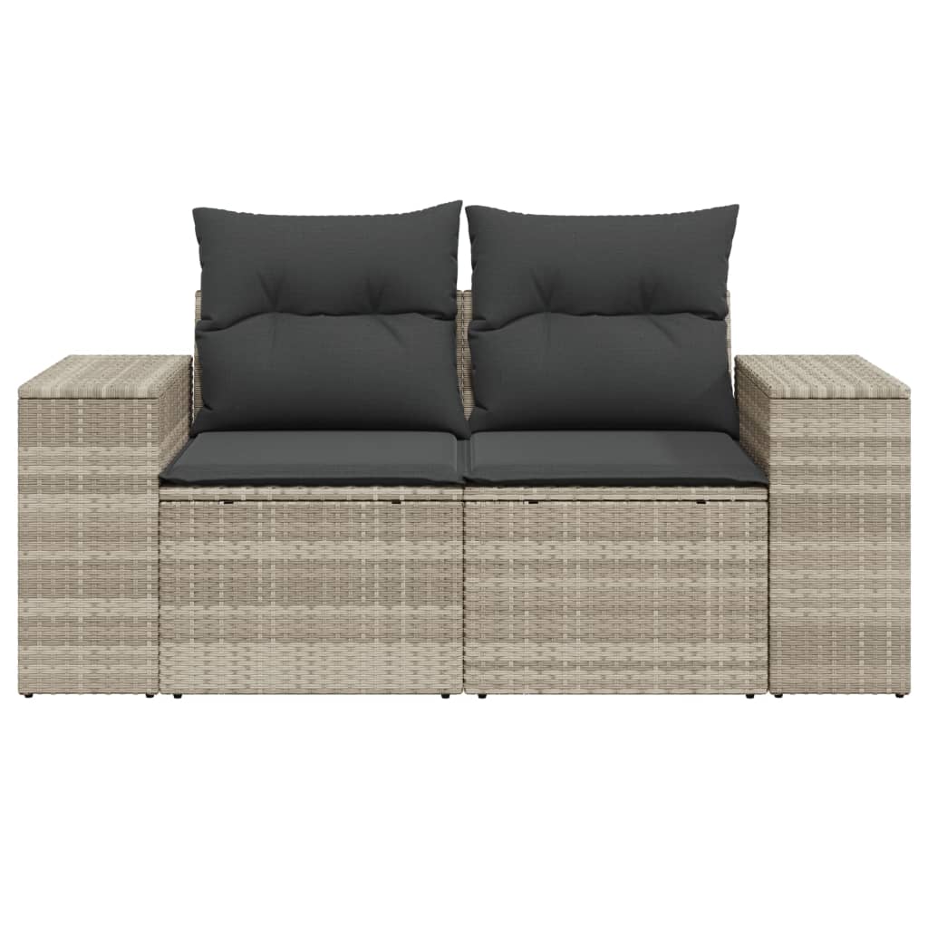 Tuinbank 2-zits met kussens poly rattan lichtgrijs is nu te koop bij PeponiXL, paradijselijk wonen!