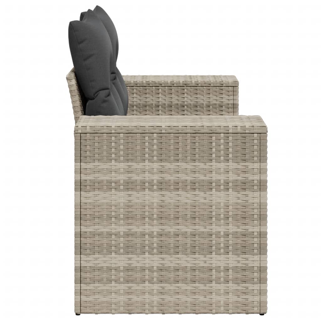 Tuinbank 2-zits met kussens poly rattan lichtgrijs is nu te koop bij PeponiXL, paradijselijk wonen!