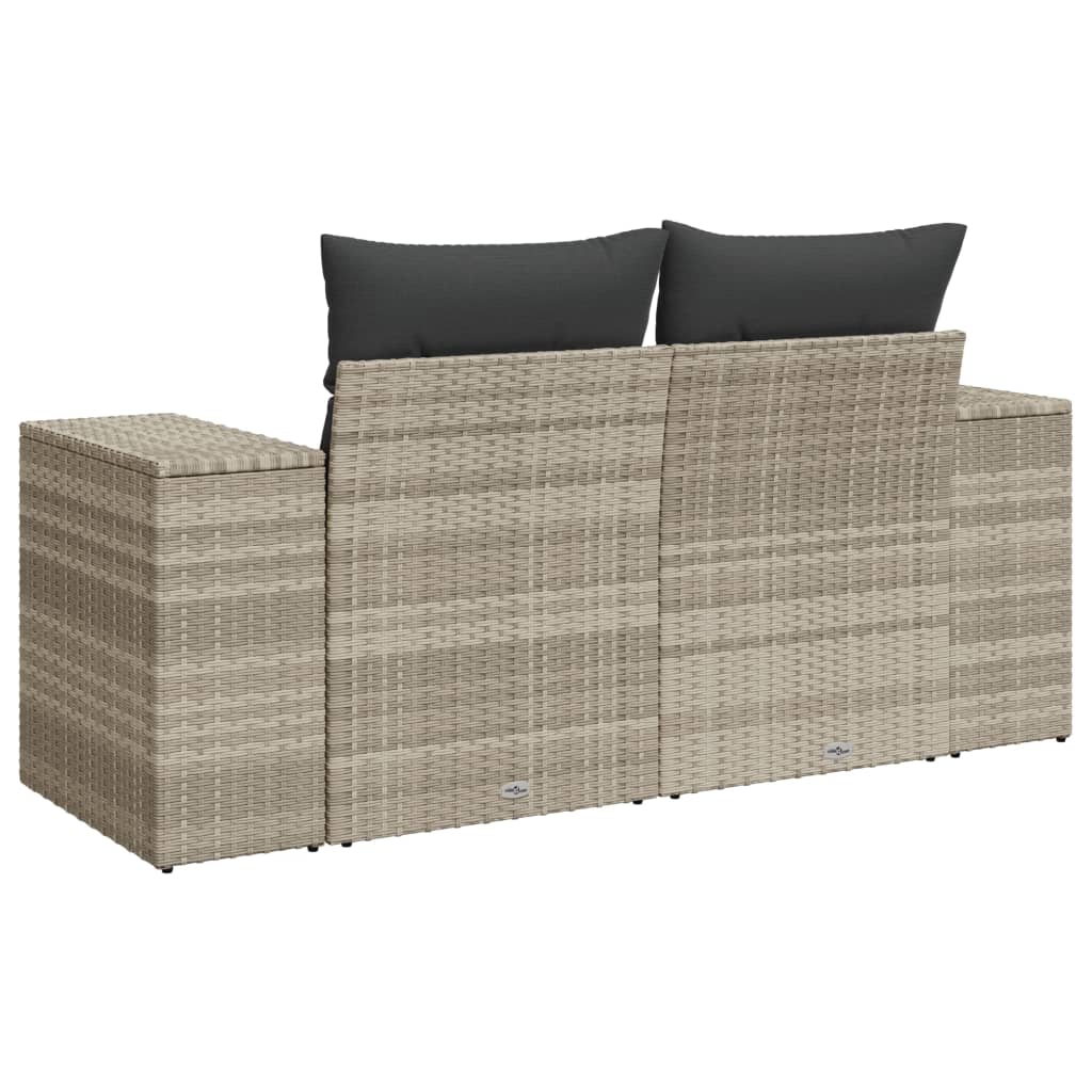 Tuinbank 2-zits met kussens poly rattan lichtgrijs is nu te koop bij PeponiXL, paradijselijk wonen!