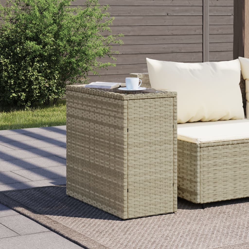 Tuinbijzettafel glasblad 58x27,5x55 cm poly rattan lichtgrijs is nu te koop bij PeponiXL, paradijselijk wonen!