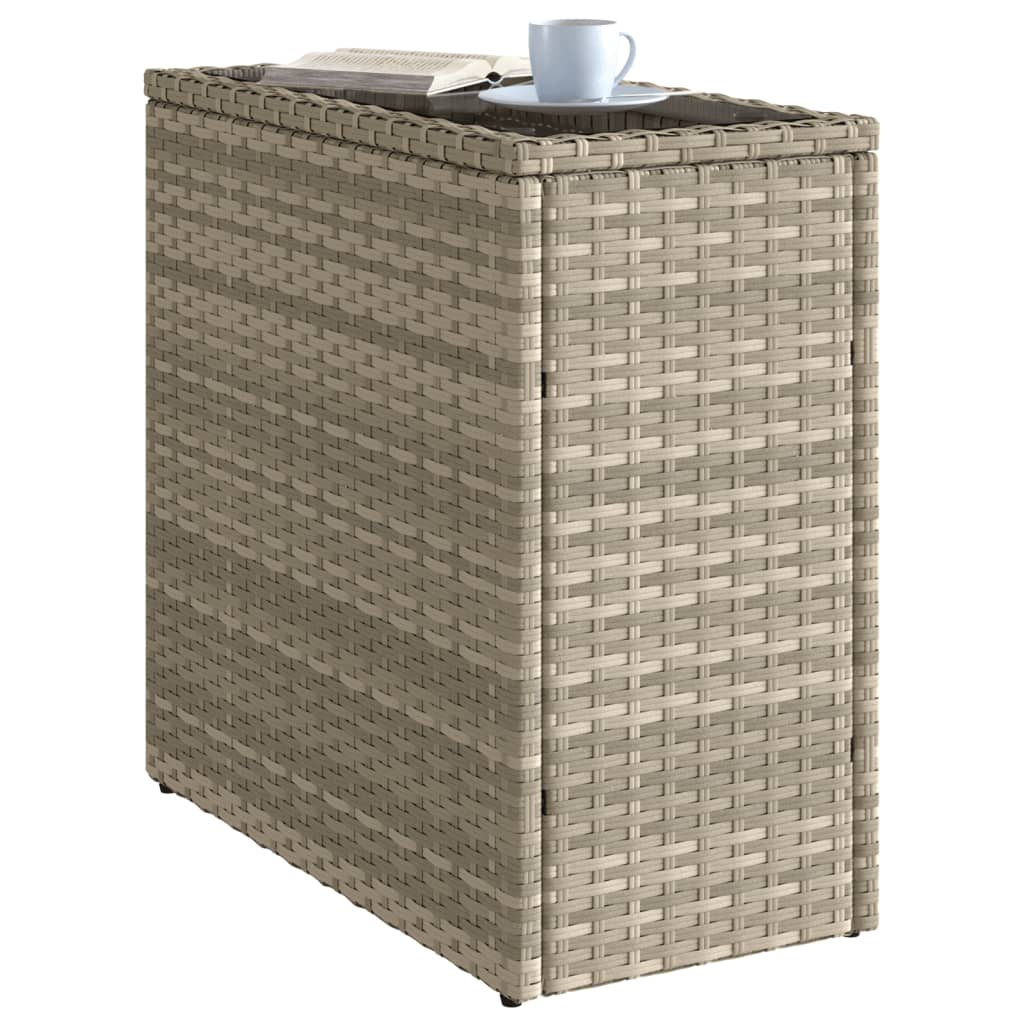 Tuinbijzettafel glasblad 58x27,5x55 cm poly rattan lichtgrijs is nu te koop bij PeponiXL, paradijselijk wonen!