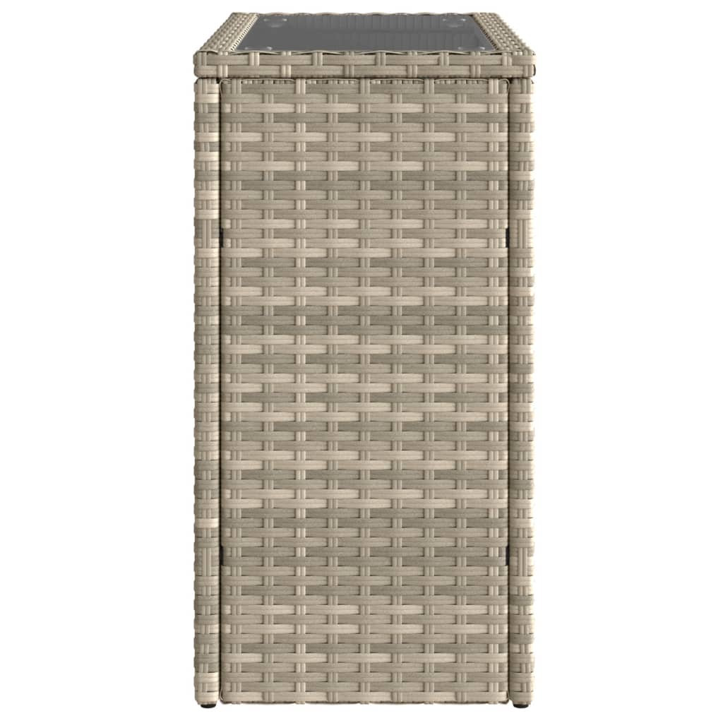 Tuinbijzettafel glasblad 58x27,5x55 cm poly rattan lichtgrijs is nu te koop bij PeponiXL, paradijselijk wonen!