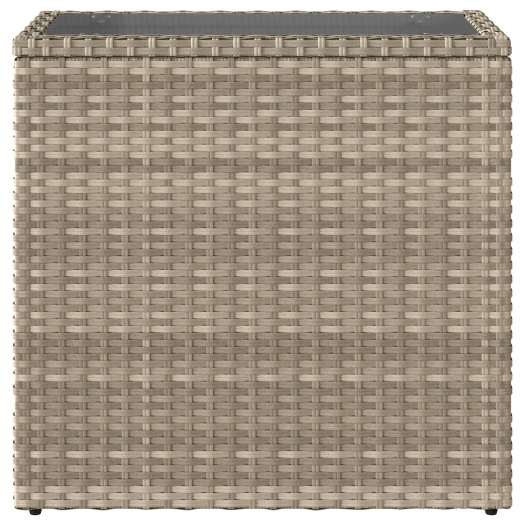 Tuinbijzettafel glasblad 58x27,5x55 cm poly rattan lichtgrijs is nu te koop bij PeponiXL, paradijselijk wonen!