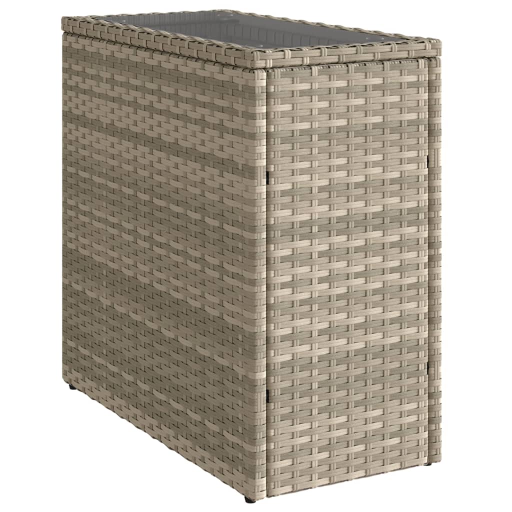 Tuinbijzettafel glasblad 58x27,5x55 cm poly rattan lichtgrijs is nu te koop bij PeponiXL, paradijselijk wonen!