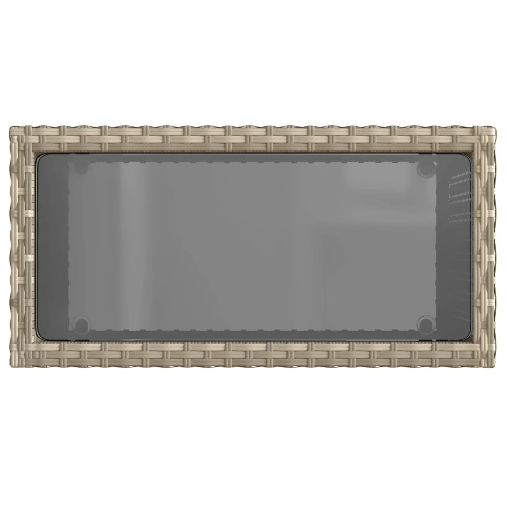 Tuinbijzettafel glasblad 58x27,5x55 cm poly rattan lichtgrijs is nu te koop bij PeponiXL, paradijselijk wonen!