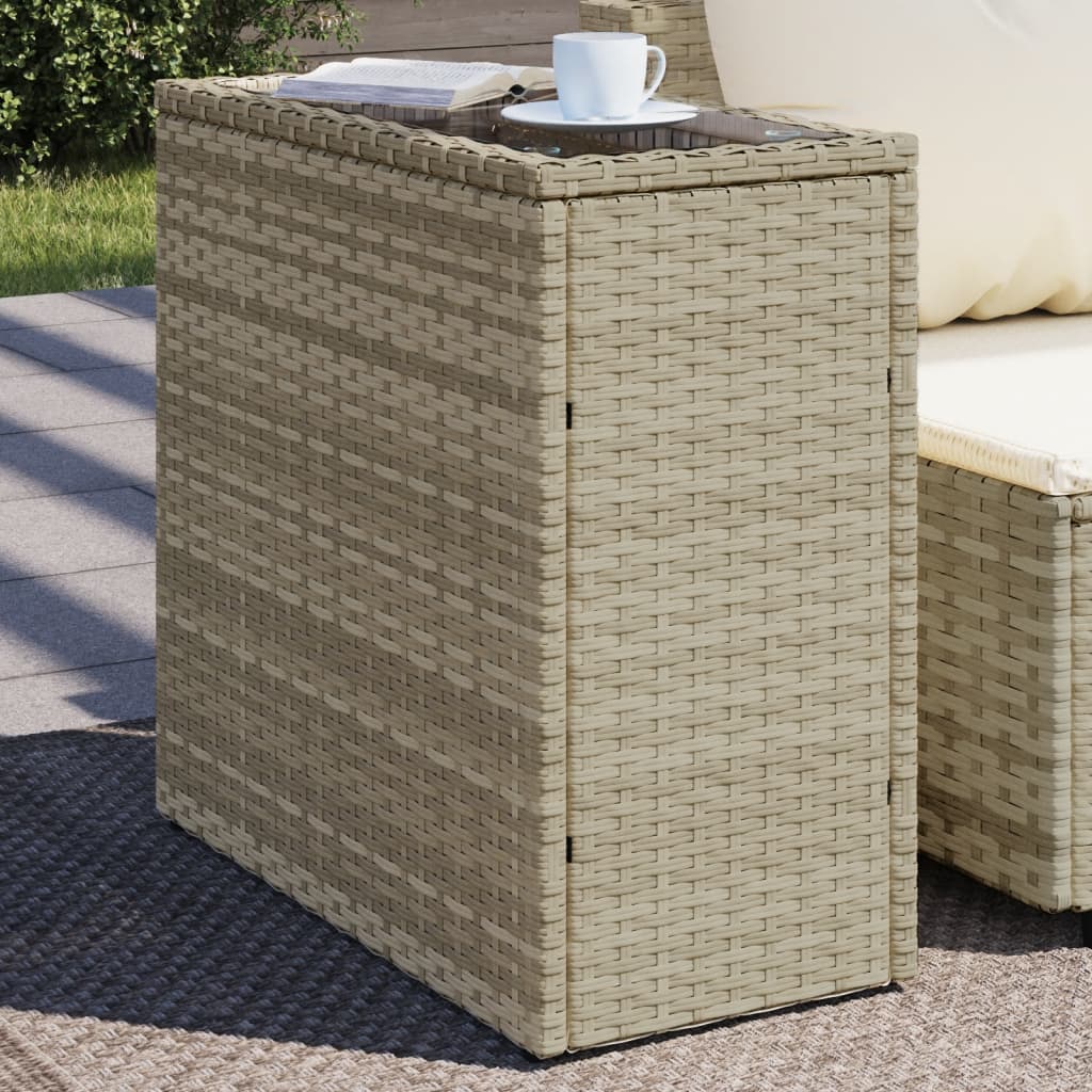 Tuinbijzettafel glasblad 58x27,5x55 cm poly rattan lichtgrijs is nu te koop bij PeponiXL, paradijselijk wonen!