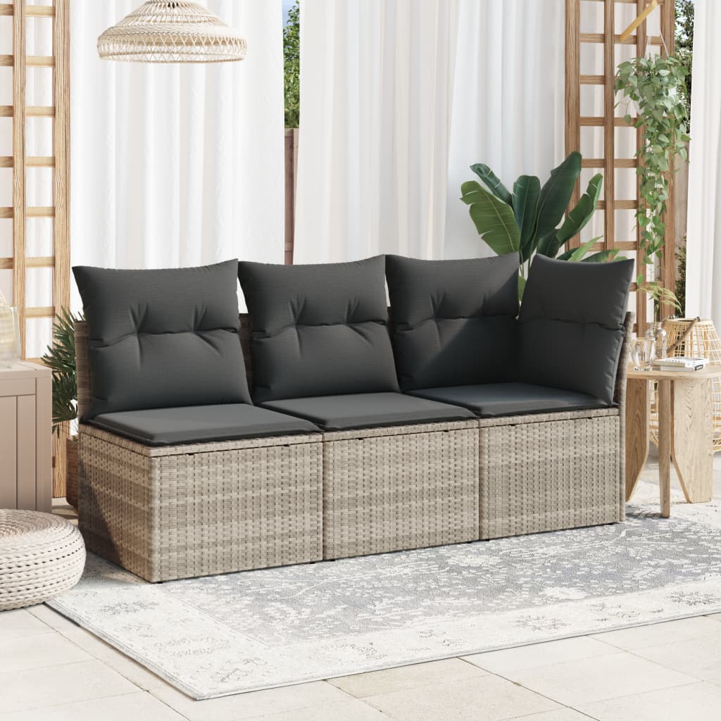 Tuinstoel zonder armleuning met kussens poly rattan lichtgrijs is nu te koop bij PeponiXL, paradijselijk wonen!