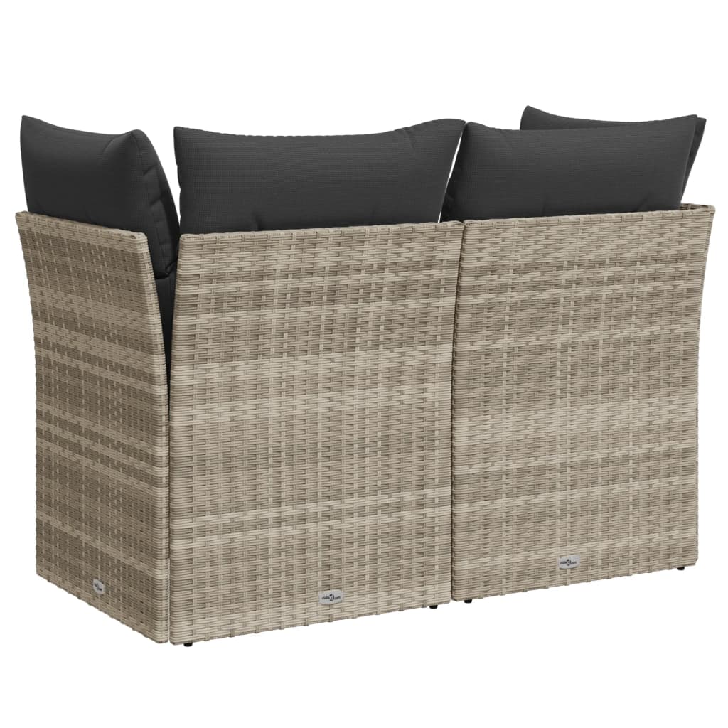 Tuinbank 2-zits met kussens poly rattan lichtgrijs is nu te koop bij PeponiXL, paradijselijk wonen!