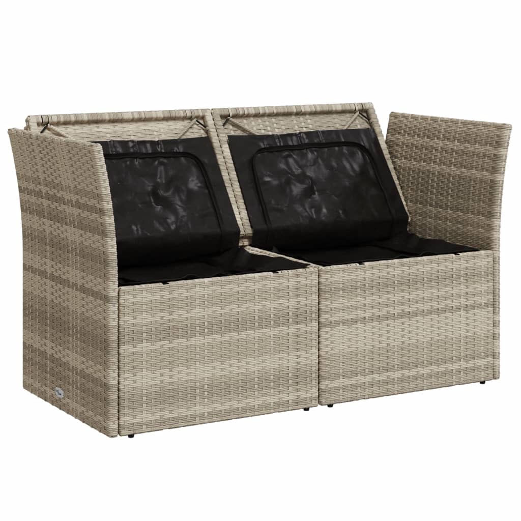 Tuinbank 2-zits met kussens poly rattan lichtgrijs is nu te koop bij PeponiXL, paradijselijk wonen!