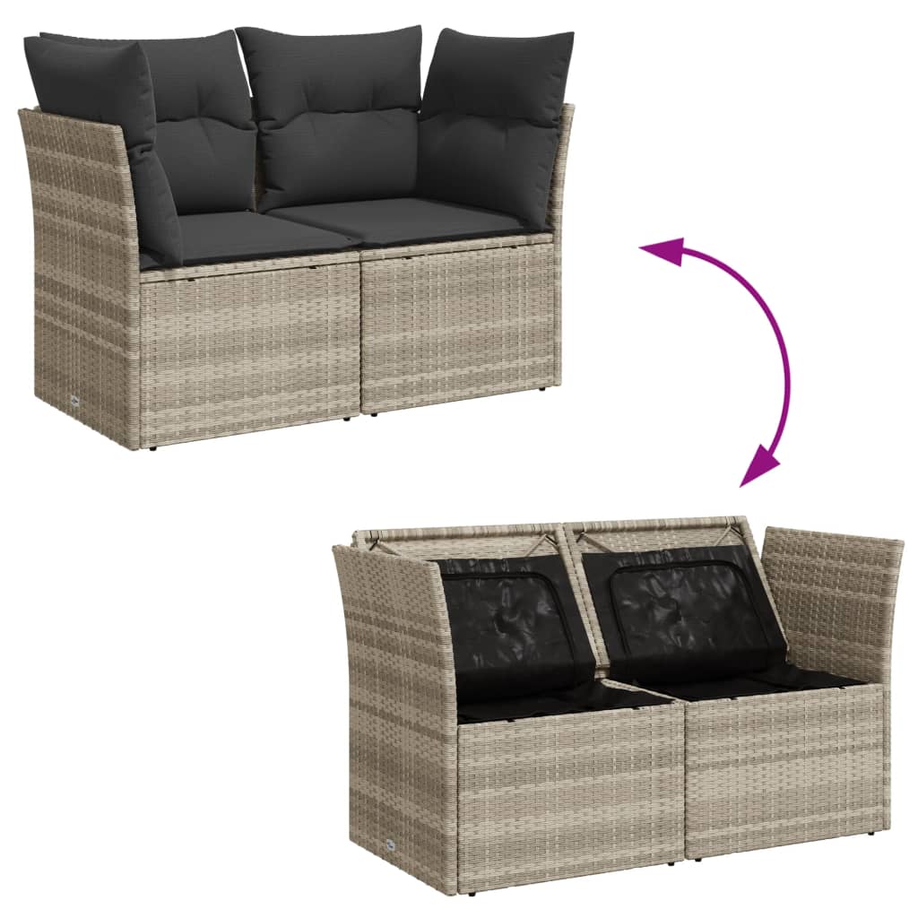 Tuinbank 2-zits met kussens poly rattan lichtgrijs is nu te koop bij PeponiXL, paradijselijk wonen!