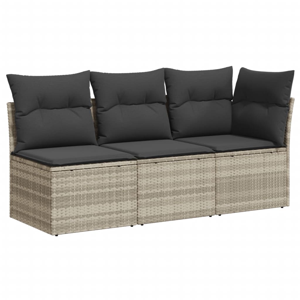 Tuinbank 3-zits met kussens poly rattan lichtgrijs is nu te koop bij PeponiXL, paradijselijk wonen!