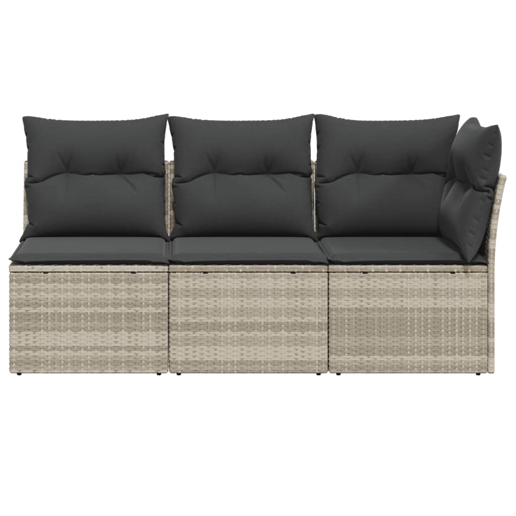 Tuinbank 3-zits met kussens poly rattan lichtgrijs is nu te koop bij PeponiXL, paradijselijk wonen!