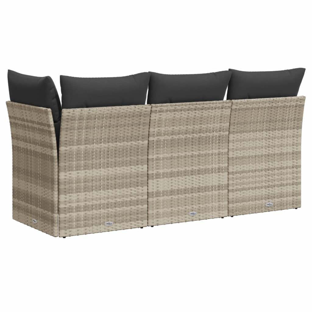 Tuinbank 3-zits met kussens poly rattan lichtgrijs is nu te koop bij PeponiXL, paradijselijk wonen!