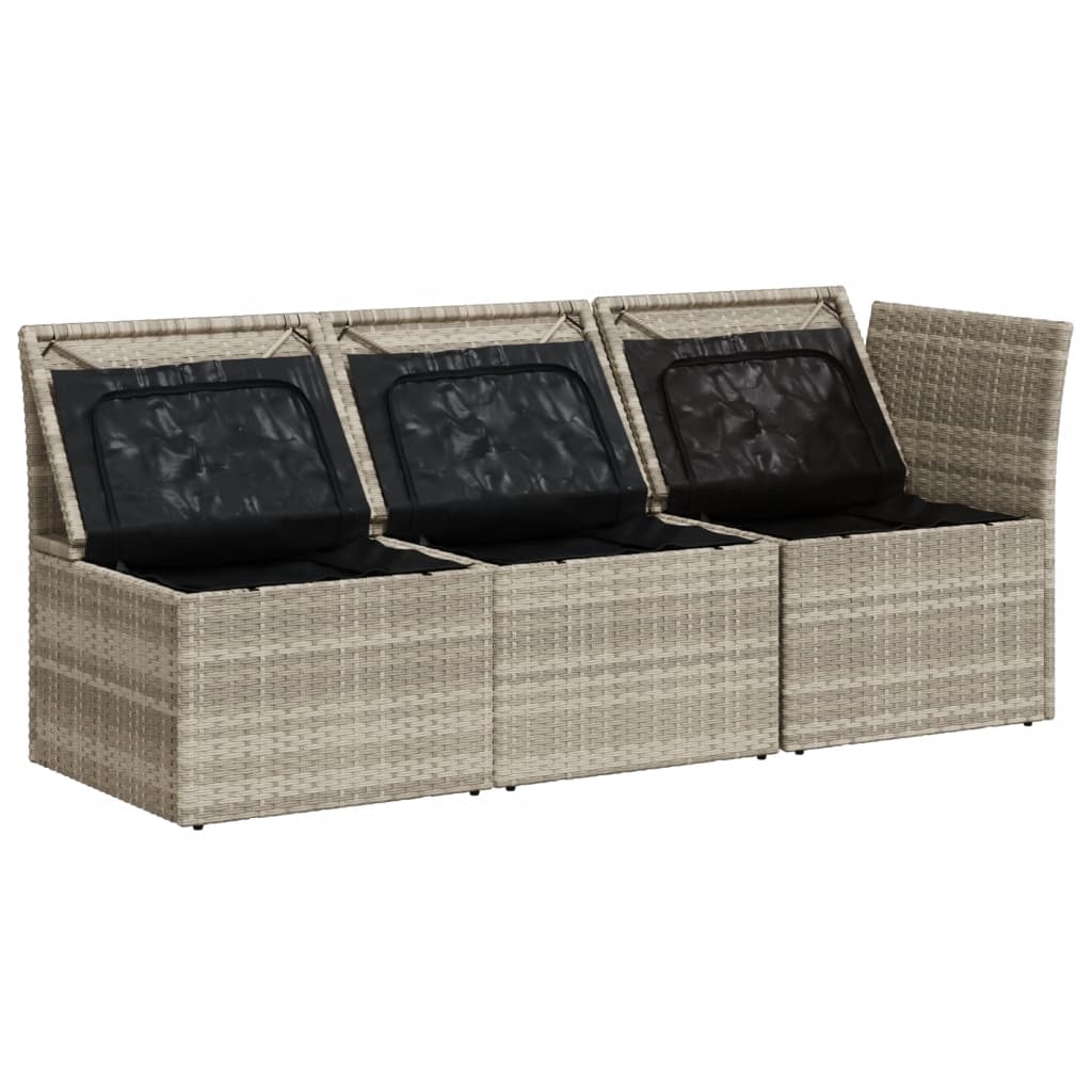 Tuinbank 3-zits met kussens poly rattan lichtgrijs is nu te koop bij PeponiXL, paradijselijk wonen!
