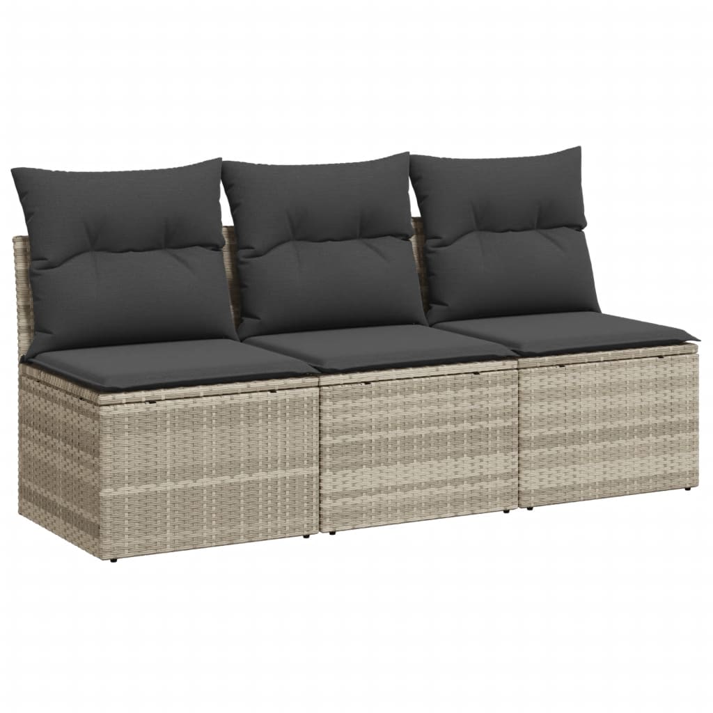 Tuinbank 3-zits met kussens poly rattan lichtgrijs is nu te koop bij PeponiXL, paradijselijk wonen!