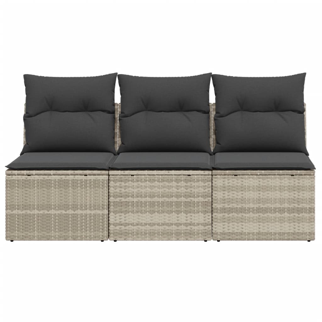 Tuinbank 3-zits met kussens poly rattan lichtgrijs is nu te koop bij PeponiXL, paradijselijk wonen!