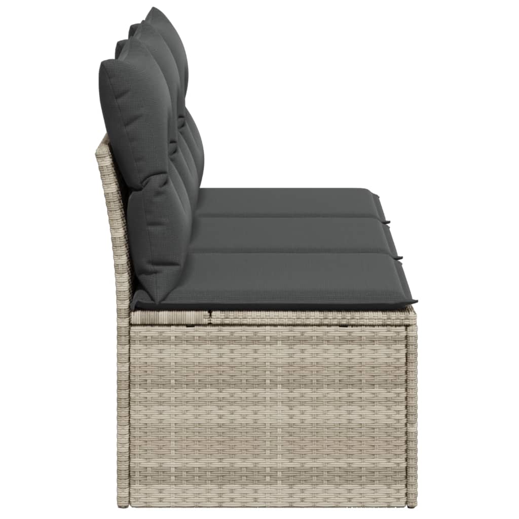 Tuinbank 3-zits met kussens poly rattan lichtgrijs is nu te koop bij PeponiXL, paradijselijk wonen!