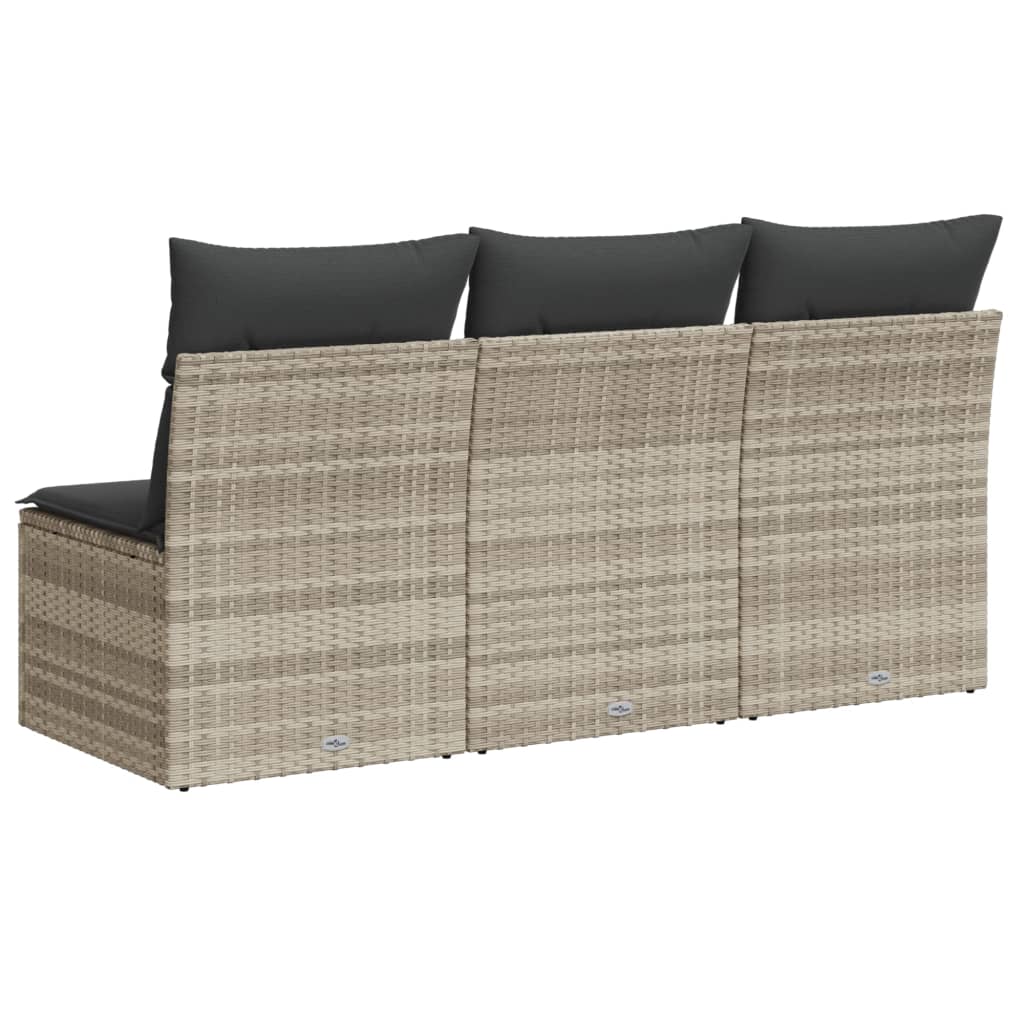 Tuinbank 3-zits met kussens poly rattan lichtgrijs is nu te koop bij PeponiXL, paradijselijk wonen!