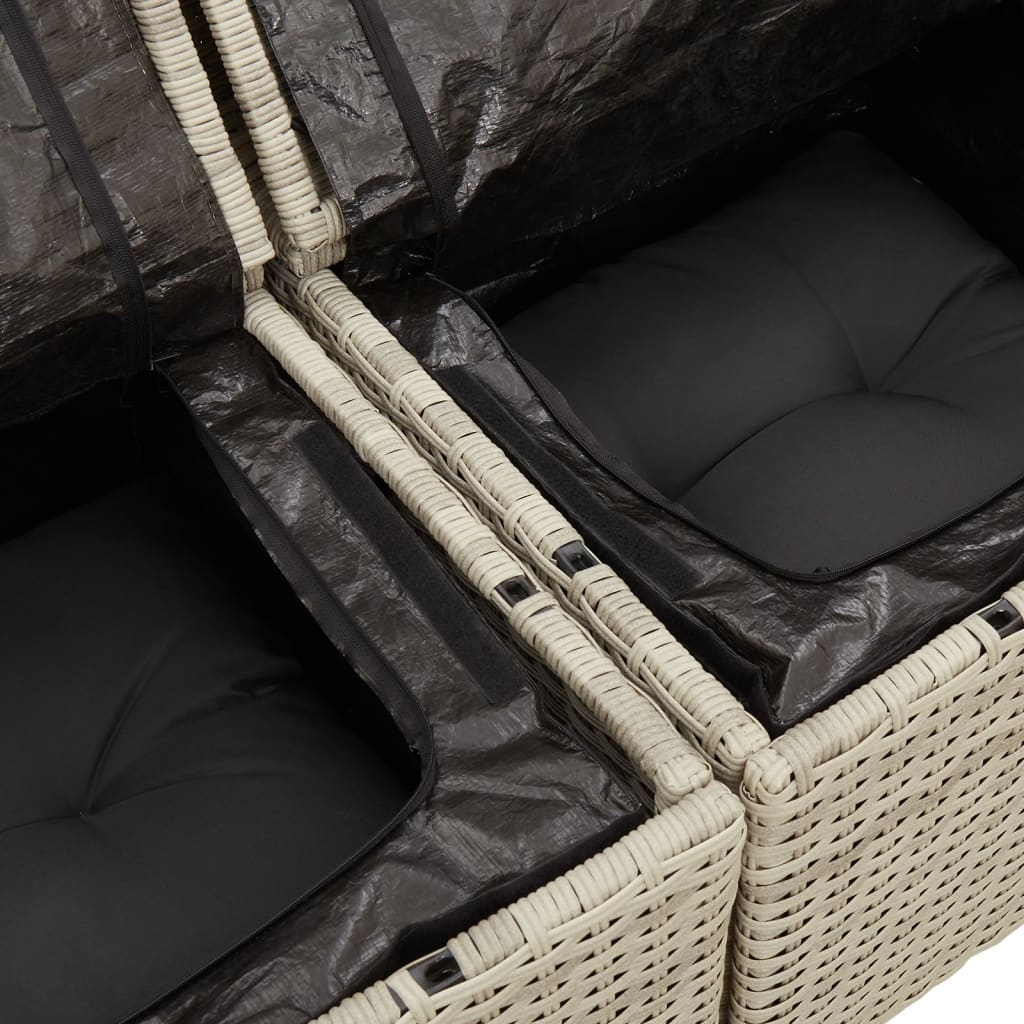 Tuinbank 3-zits met kussens poly rattan lichtgrijs is nu te koop bij PeponiXL, paradijselijk wonen!