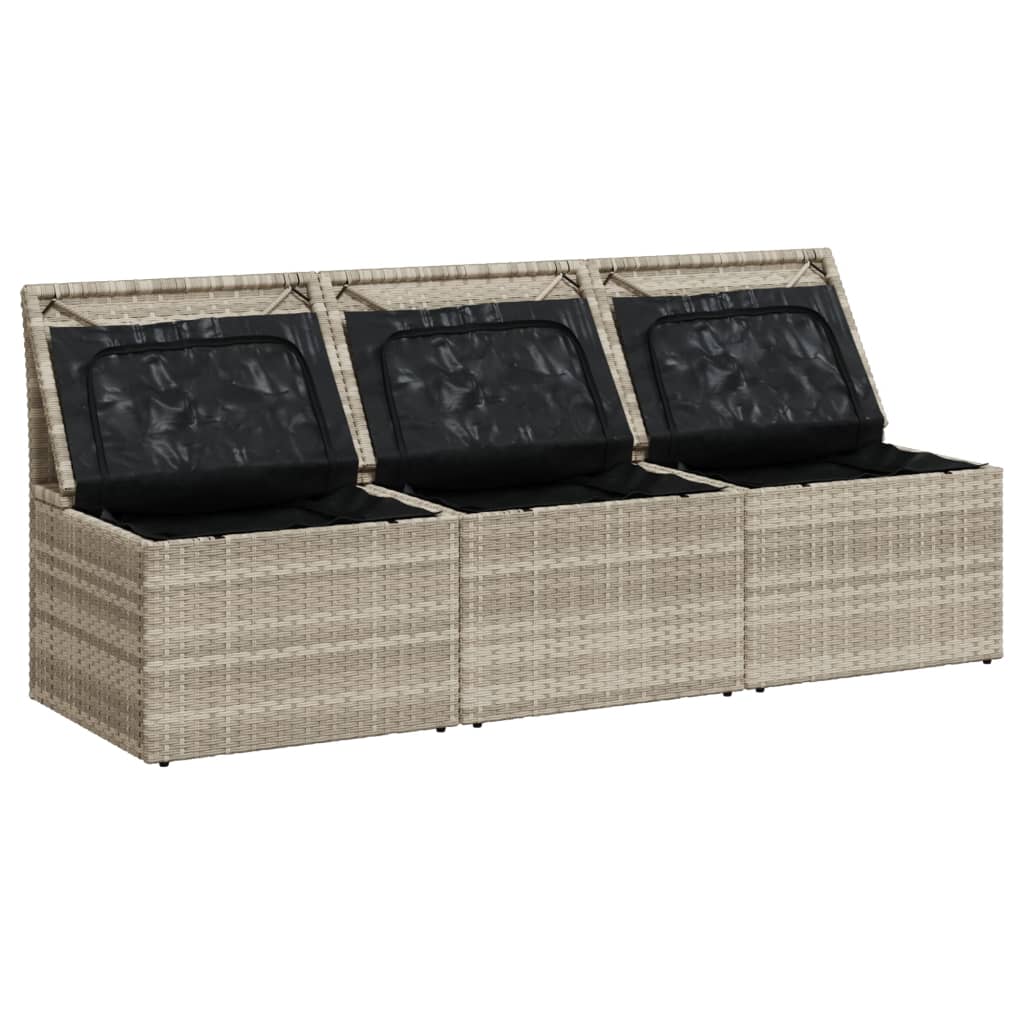 Tuinbank 3-zits met kussens poly rattan lichtgrijs is nu te koop bij PeponiXL, paradijselijk wonen!