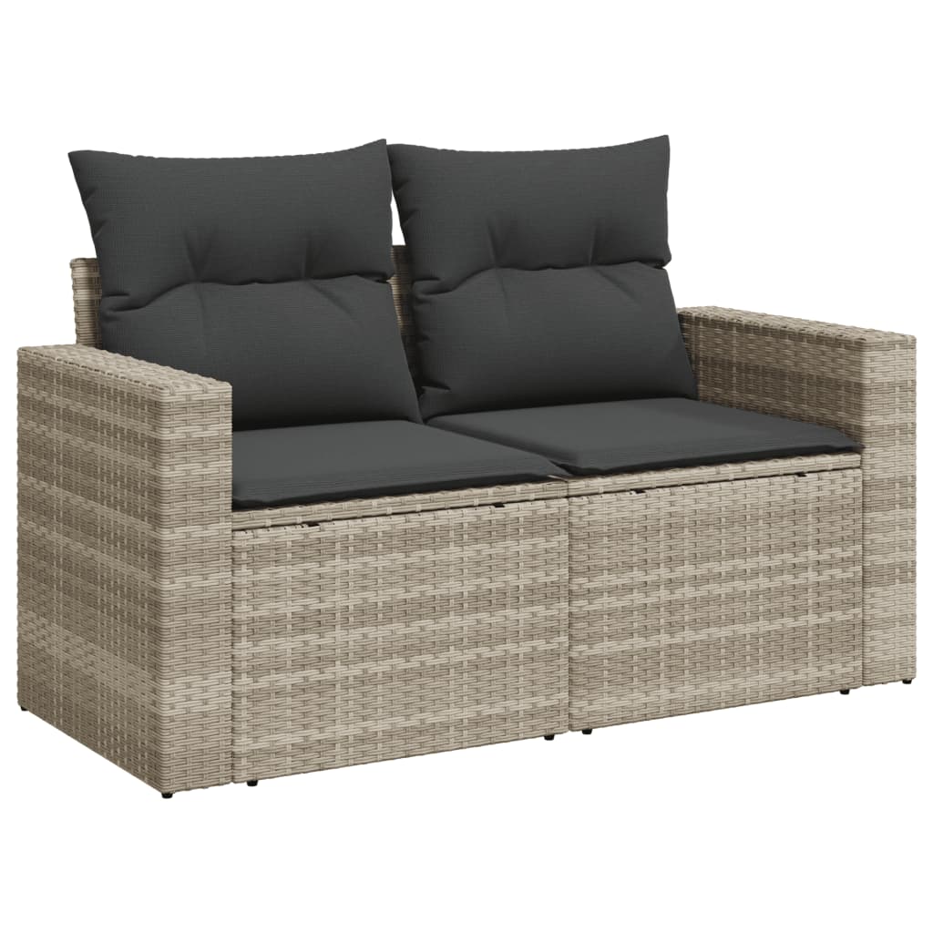 Tuinbank 2-zits met kussens poly rattan lichtgrijs is nu te koop bij PeponiXL, paradijselijk wonen!