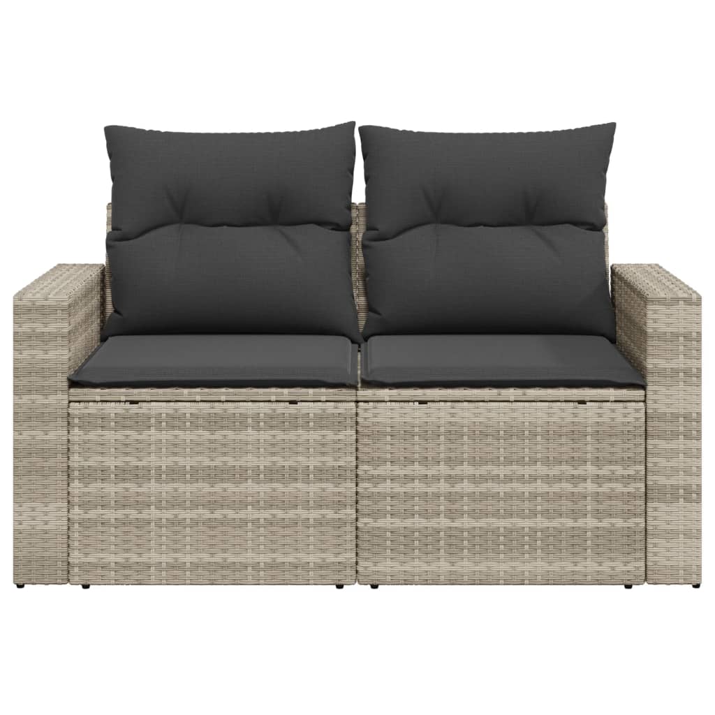 Tuinbank 2-zits met kussens poly rattan lichtgrijs is nu te koop bij PeponiXL, paradijselijk wonen!