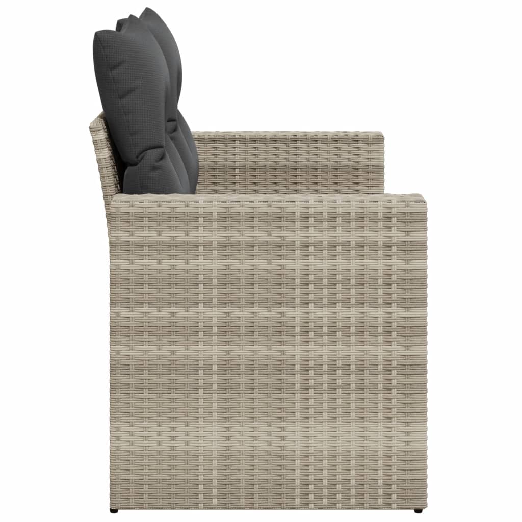Tuinbank 2-zits met kussens poly rattan lichtgrijs is nu te koop bij PeponiXL, paradijselijk wonen!