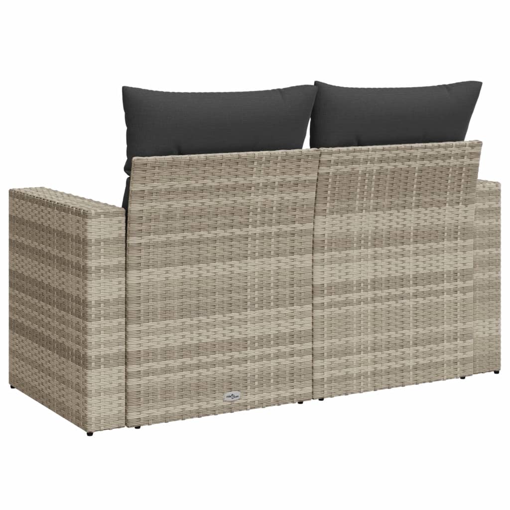 Tuinbank 2-zits met kussens poly rattan lichtgrijs is nu te koop bij PeponiXL, paradijselijk wonen!