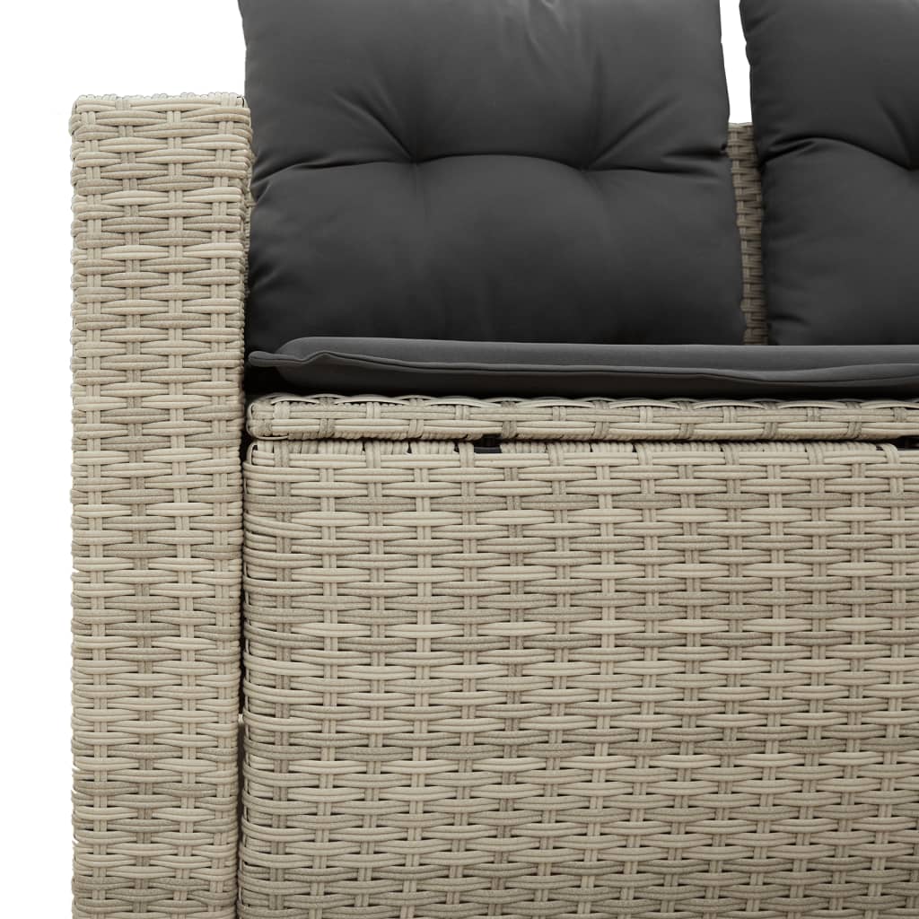 Tuinbank 2-zits met kussens poly rattan lichtgrijs is nu te koop bij PeponiXL, paradijselijk wonen!