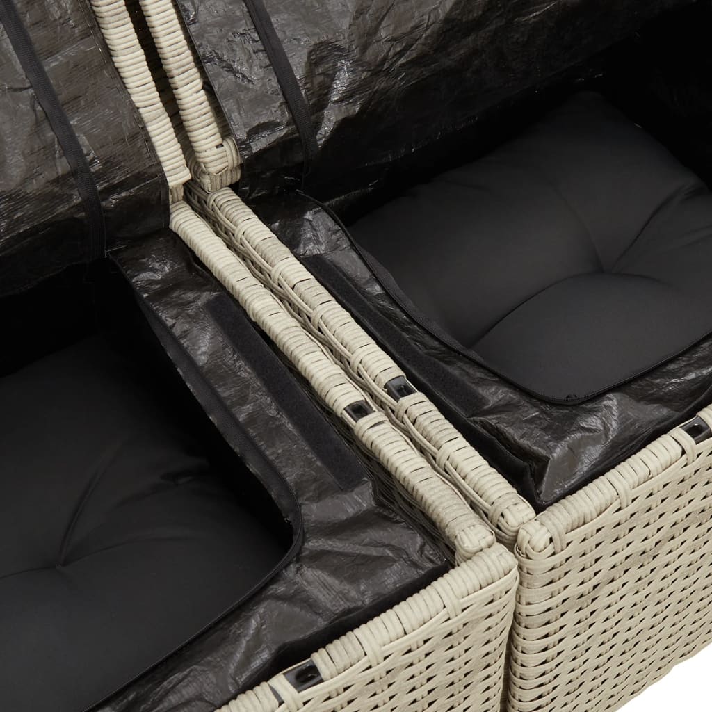 Tuinbank 2-zits met kussens poly rattan lichtgrijs is nu te koop bij PeponiXL, paradijselijk wonen!