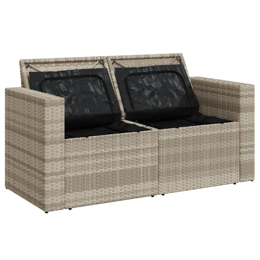 Tuinbank 2-zits met kussens poly rattan lichtgrijs is nu te koop bij PeponiXL, paradijselijk wonen!
