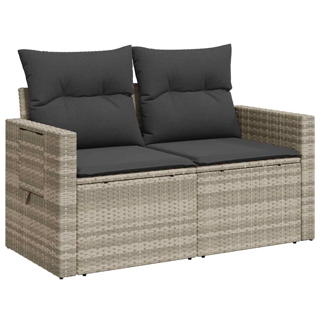 Tuinbank 2-zits met kussens poly rattan lichtgrijs is nu te koop bij PeponiXL, paradijselijk wonen!