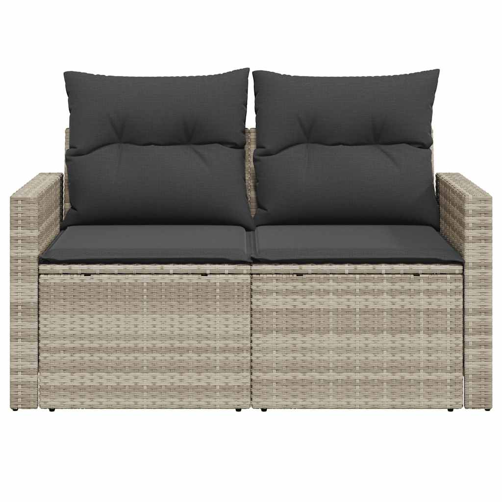 Tuinbank 2-zits met kussens poly rattan lichtgrijs is nu te koop bij PeponiXL, paradijselijk wonen!