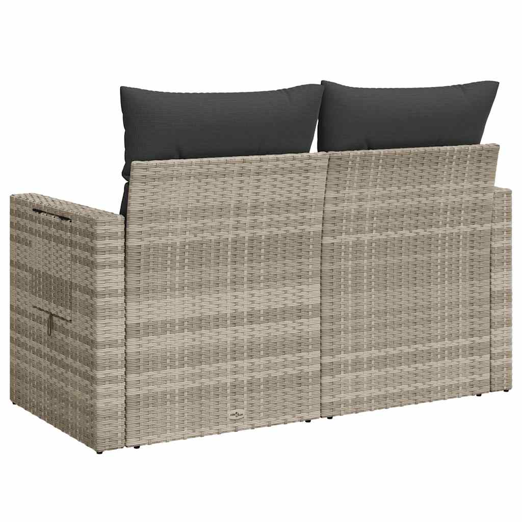 Tuinbank 2-zits met kussens poly rattan lichtgrijs is nu te koop bij PeponiXL, paradijselijk wonen!