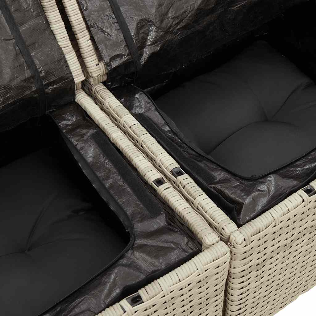 Tuinbank 2-zits met kussens poly rattan lichtgrijs is nu te koop bij PeponiXL, paradijselijk wonen!