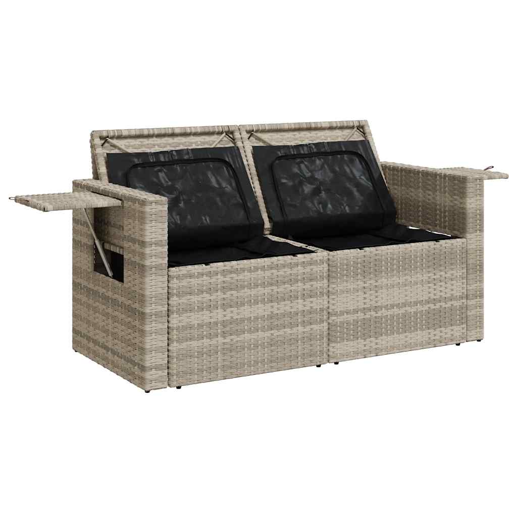 Tuinbank 2-zits met kussens poly rattan lichtgrijs is nu te koop bij PeponiXL, paradijselijk wonen!