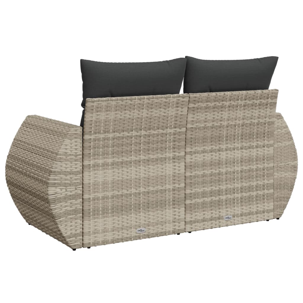 Tuinbank 2-zits met kussens poly rattan lichtgrijs is nu te koop bij PeponiXL, paradijselijk wonen!