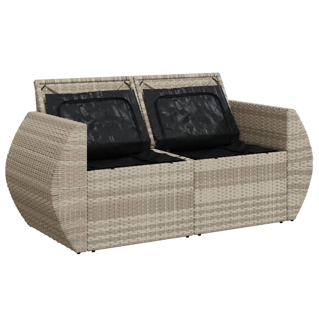 Tuinbank 2-zits met kussens poly rattan lichtgrijs is nu te koop bij PeponiXL, paradijselijk wonen!