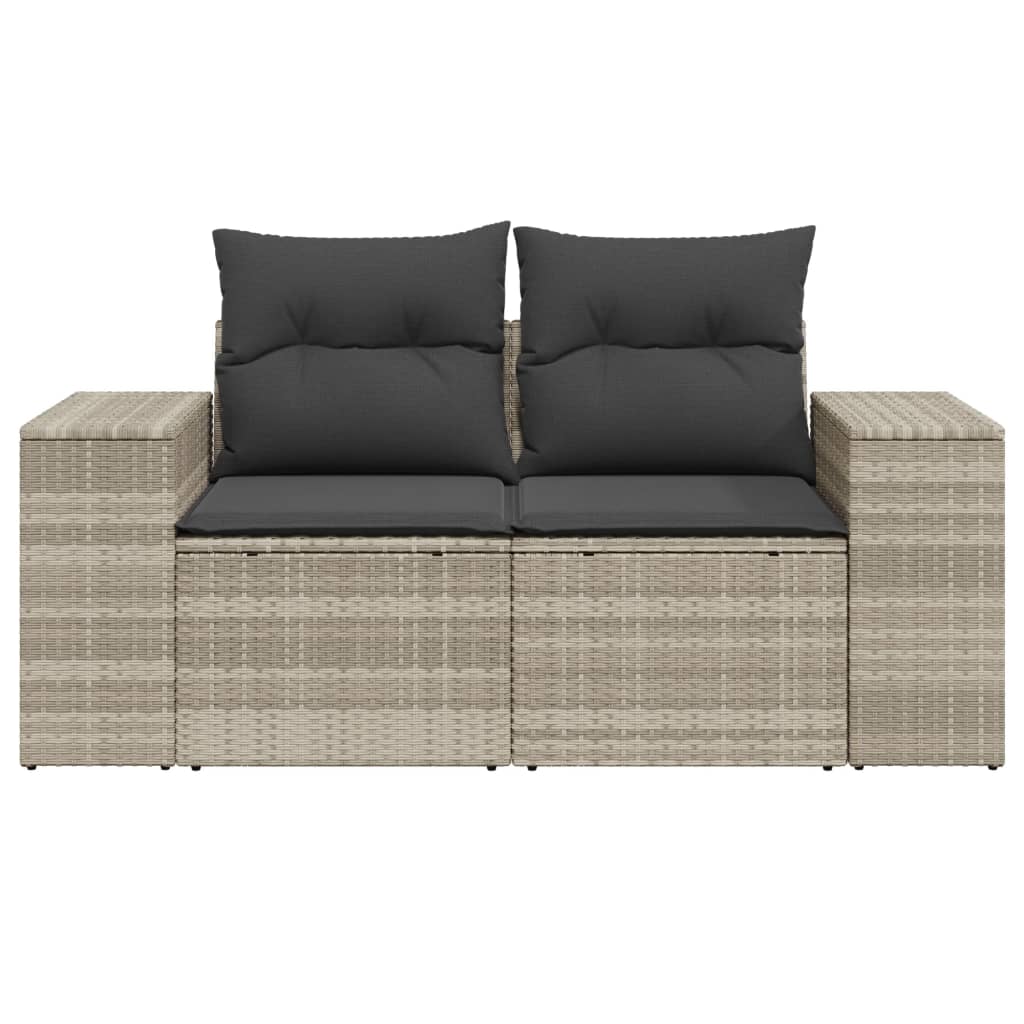Tuinbank 2-zits met kussens poly rattan lichtgrijs is nu te koop bij PeponiXL, paradijselijk wonen!