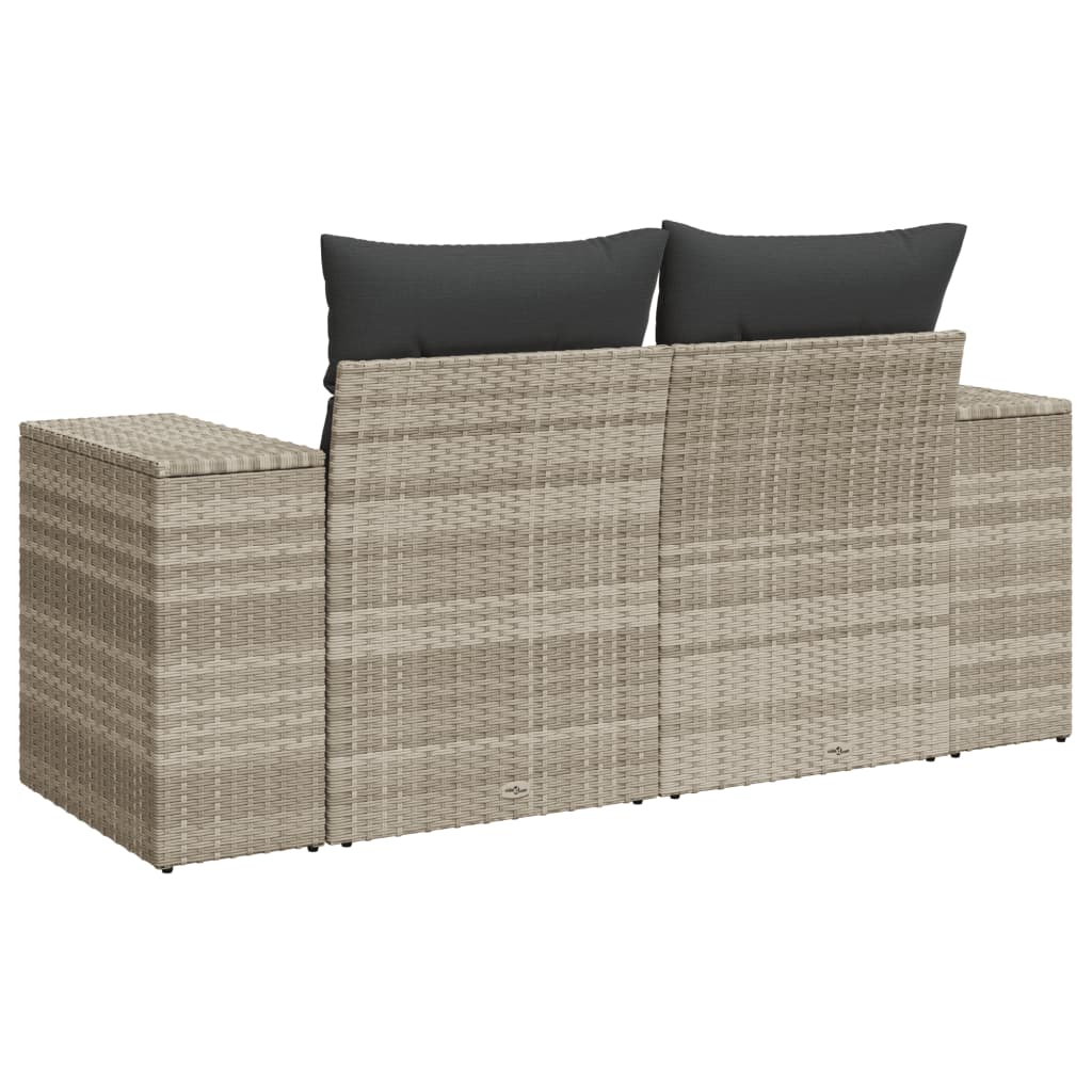 Tuinbank 2-zits met kussens poly rattan lichtgrijs is nu te koop bij PeponiXL, paradijselijk wonen!