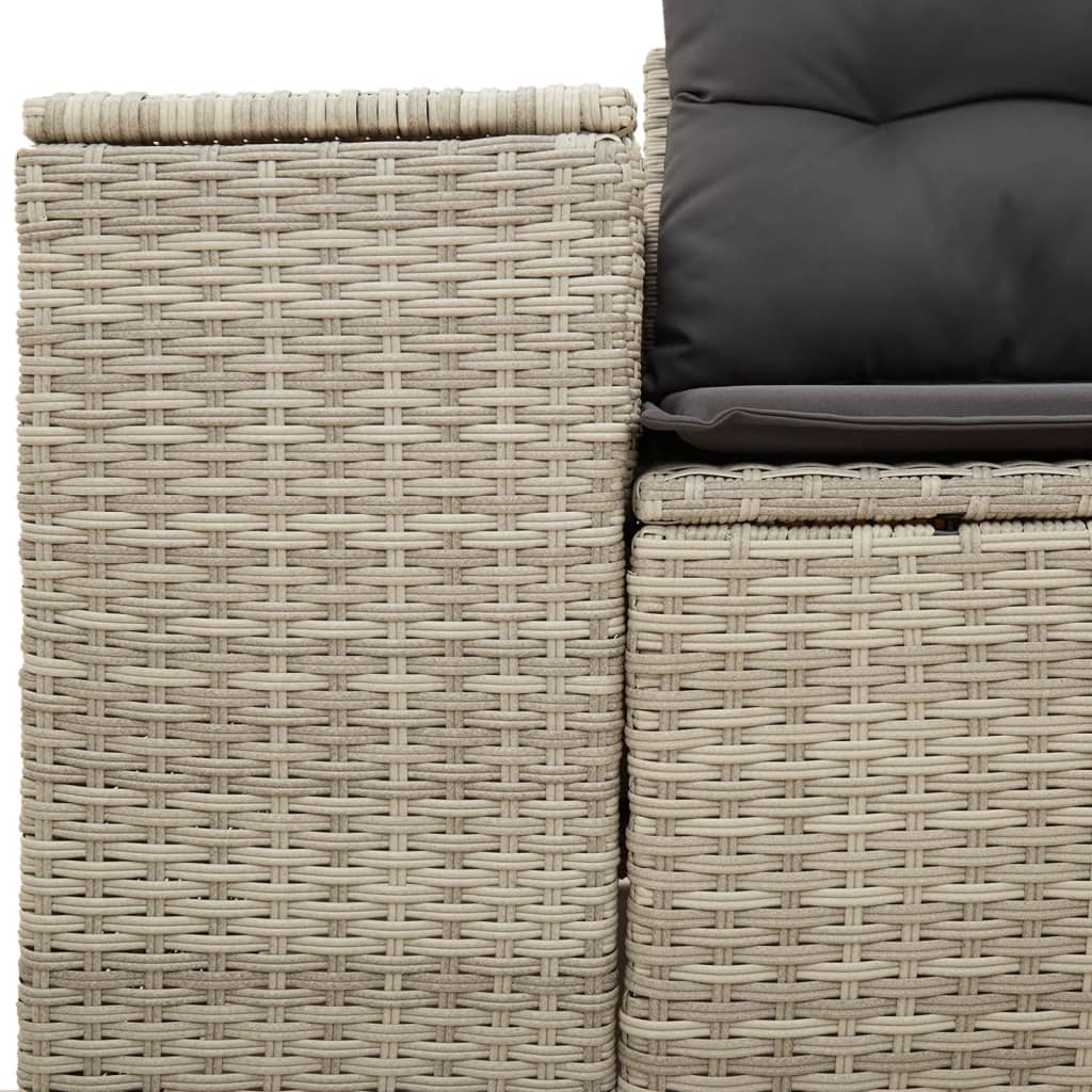Tuinbank 2-zits met kussens poly rattan lichtgrijs is nu te koop bij PeponiXL, paradijselijk wonen!